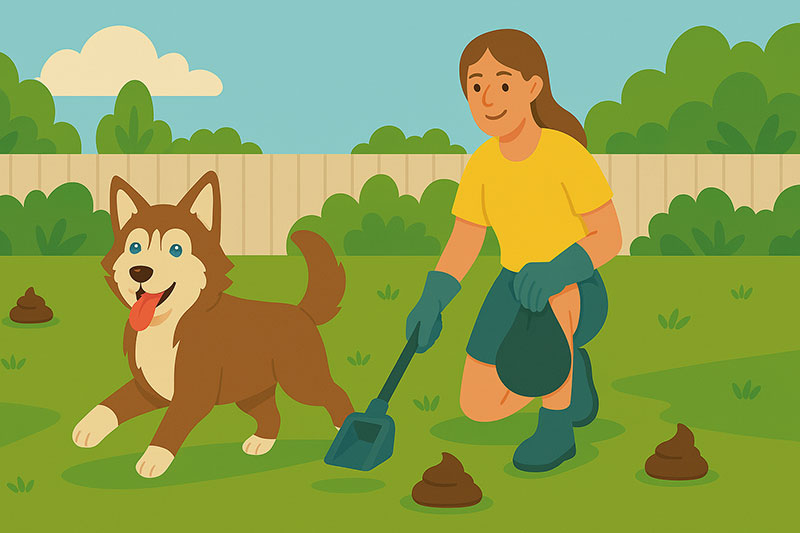 Clean yard after dog waste removal service